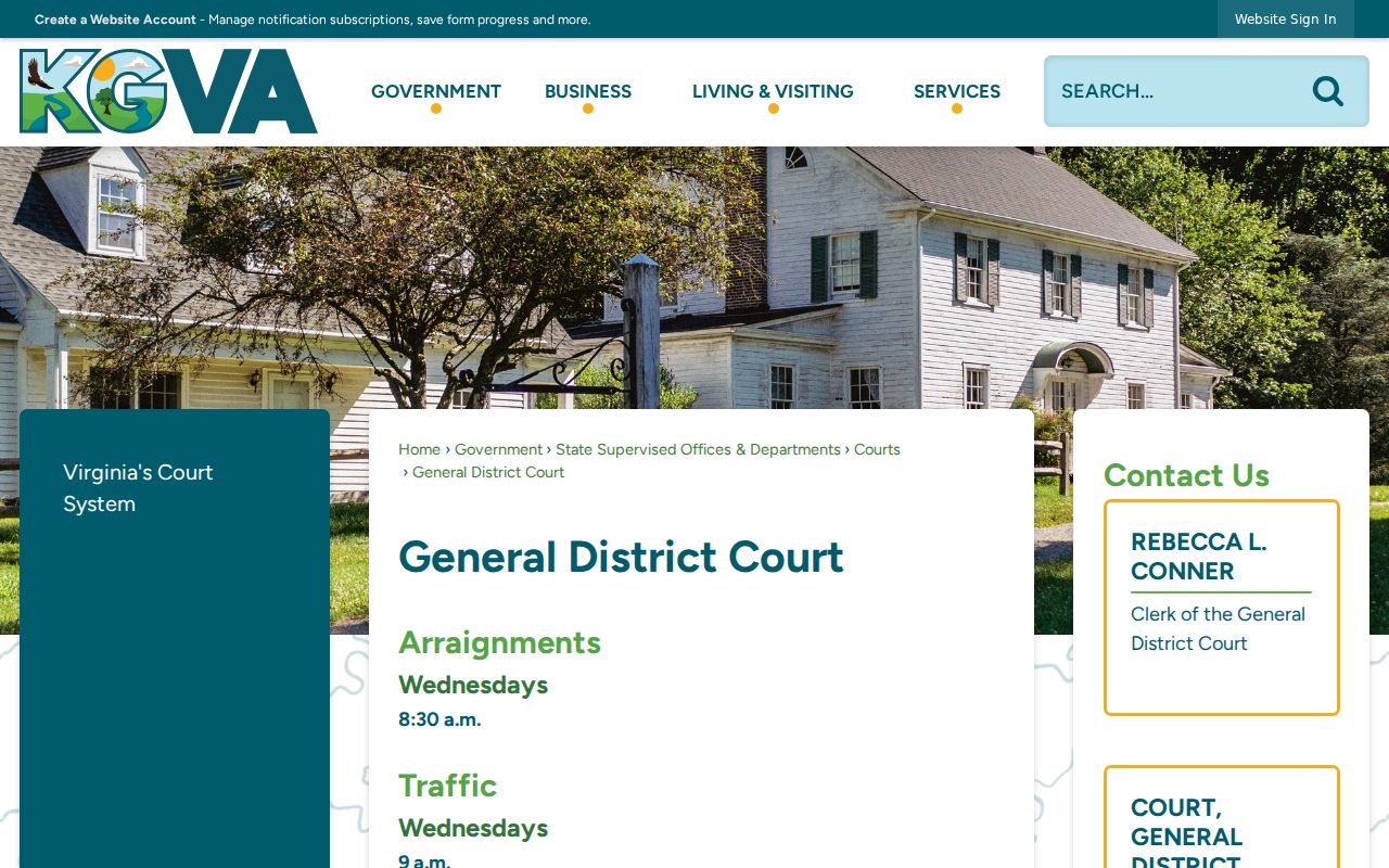 King George County General District Court traffic and continuance information