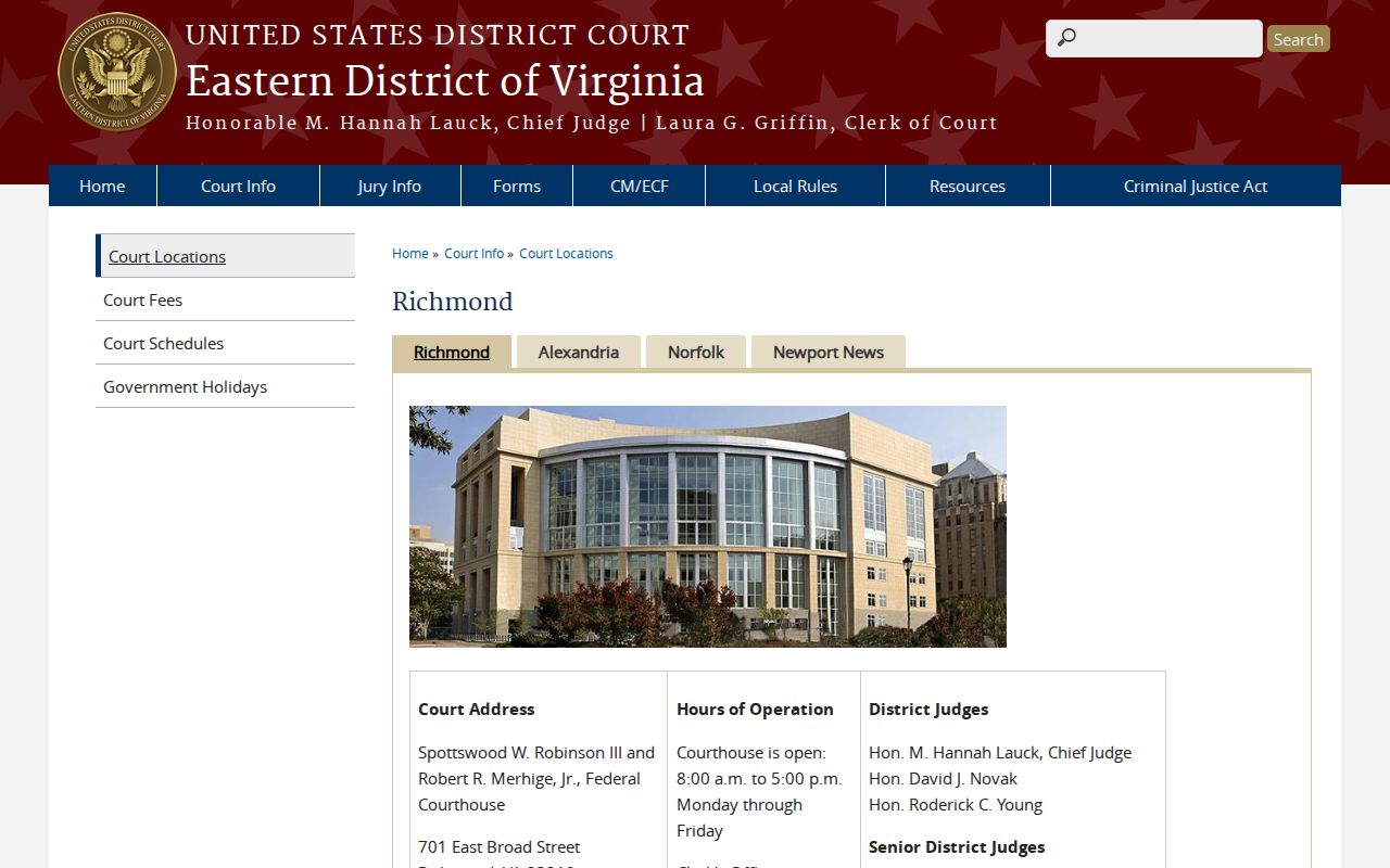 Eastern District of Virginia federal courthouse reference for distinguishing a federal notice from a King George County case