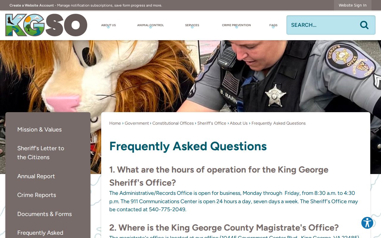 King George County magistrate access and warrant call-ahead information